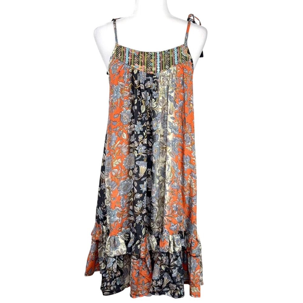 Karma Highway Boho Tie Shoulder Floral Midi Dress One Size